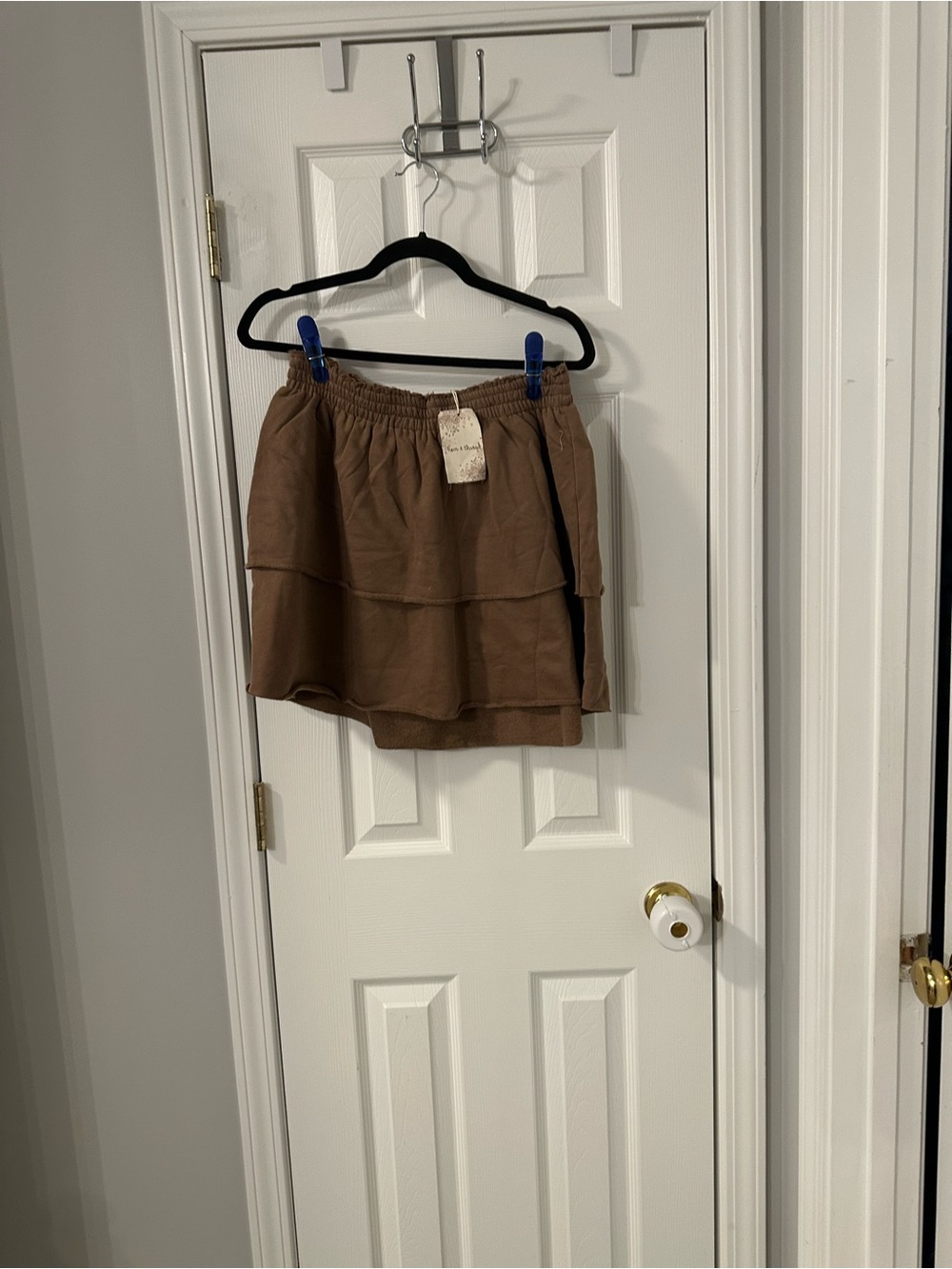 NWT Hem & Thread Brown Tiered Mini Skirt with Drawstring